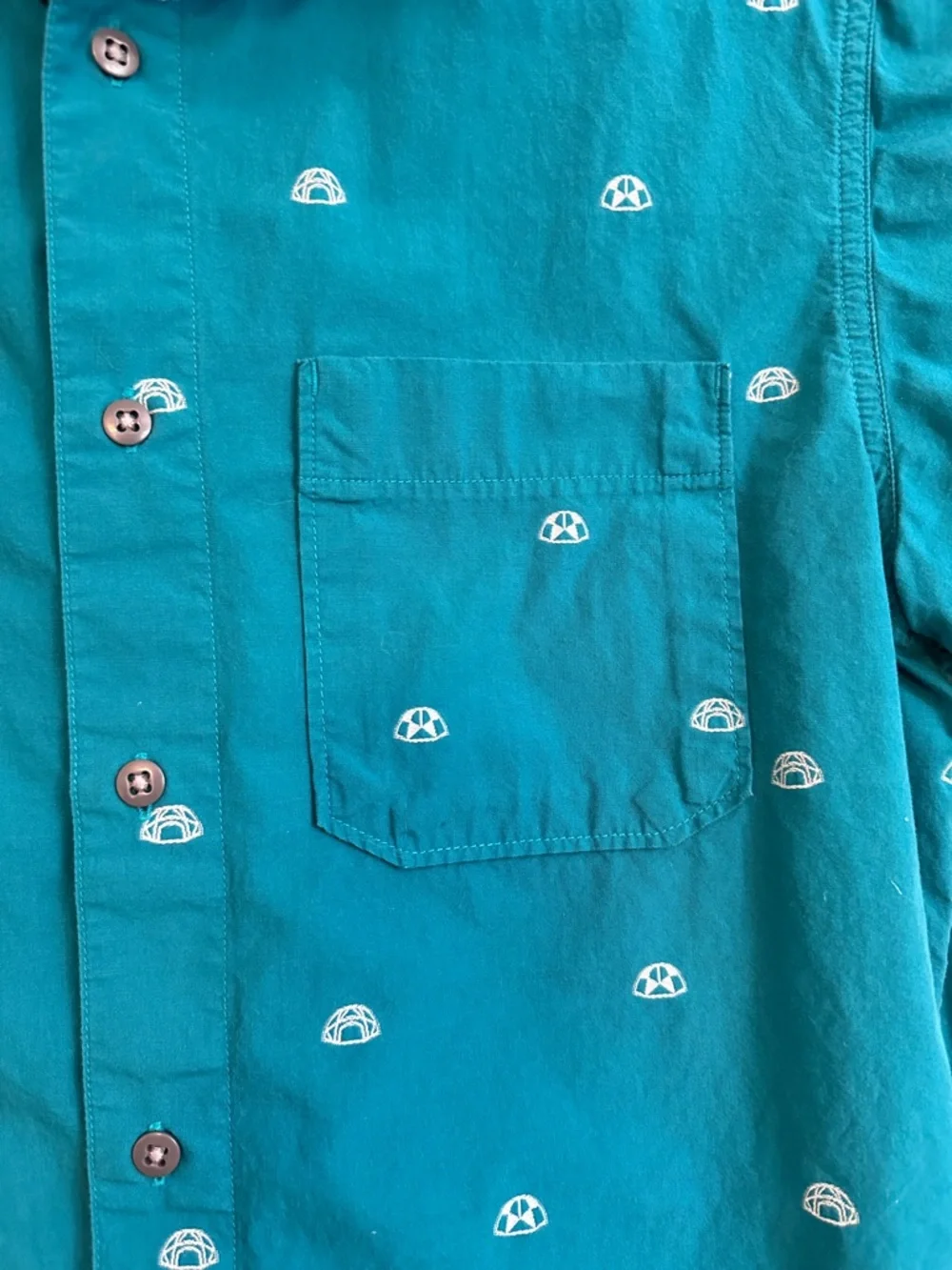 The North Face Teal Short Sleeve Baytrail‎ Jacq Shirt Tent Print Men Medium